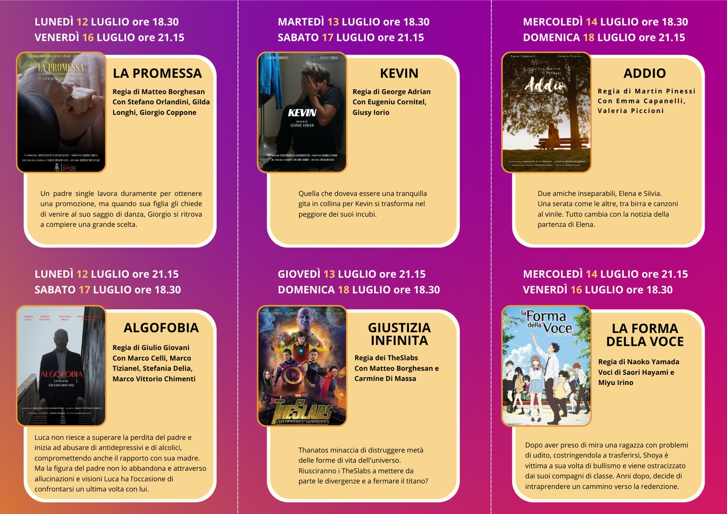 Brochure Cinema Astra, lato interno con la programmazione